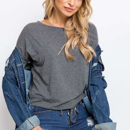 Elegant Cotton Top with Trendy Tie Accent