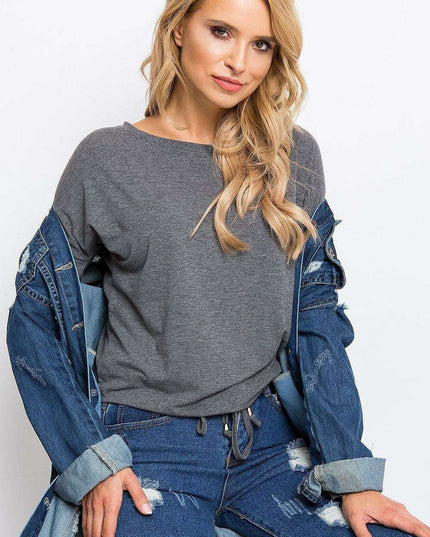 Elegant Cotton Top with Trendy Tie Accent