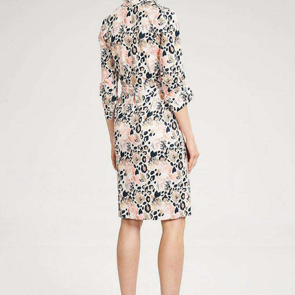 Chic 3/4 Sleeve Button-Down Shirt Dress with Functional Pockets