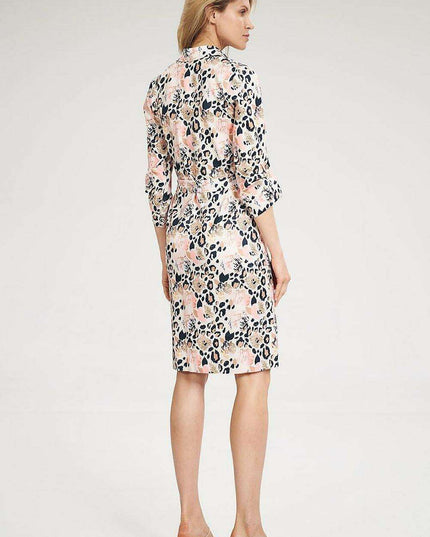 Chic 3/4 Sleeve Button-Down Shirt Dress with Functional Pockets