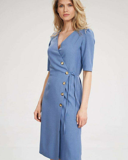 Stylish Leopard Print Midi Dress with Ruffled Sleeves and Envelope Design