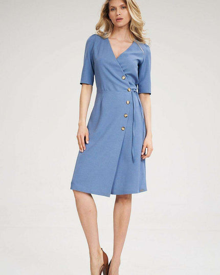 Stylish Leopard Print Midi Dress with Ruffled Sleeves and Envelope Design