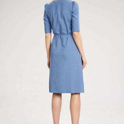 Stylish Leopard Print Midi Dress with Ruffled Sleeves and Envelope Design