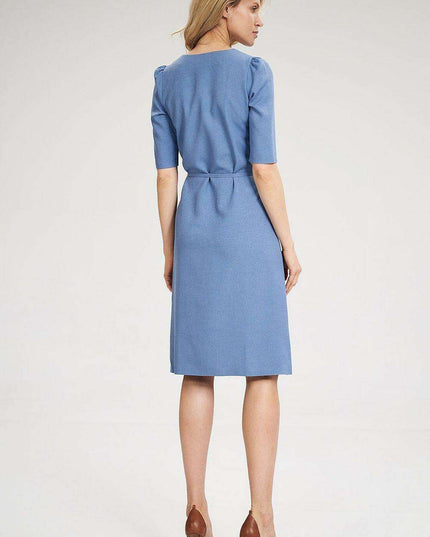 Stylish Leopard Print Midi Dress with Ruffled Sleeves and Envelope Design