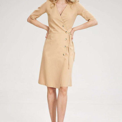 Stylish Leopard Print Midi Dress with Ruffled Sleeves and Envelope Design