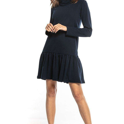 Trendy Turtleneck Midi Dress with Flared Hem