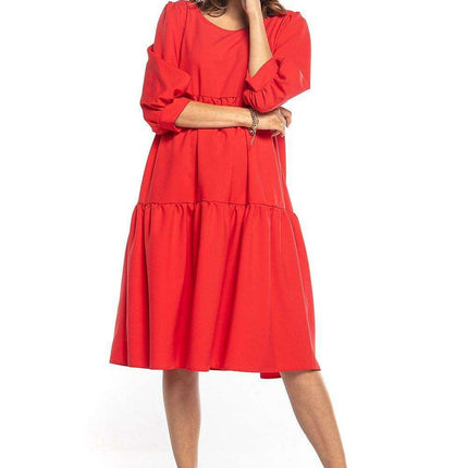 Charming Ruffled Boatneck Flare Dress