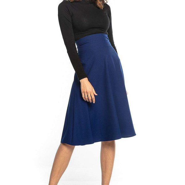 Stylish High-Waisted Midi Skirt with Decorative Zipper