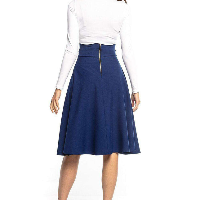 Stylish High-Waisted Midi Skirt with Decorative Zipper