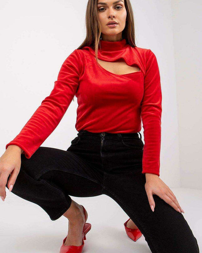 Velvet Collar Top With Edgy Front Detail For Women Online
