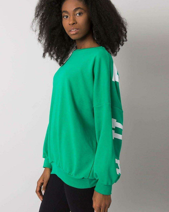 Cozy Cotton Blend Sweatshirt with Large Back Inscription