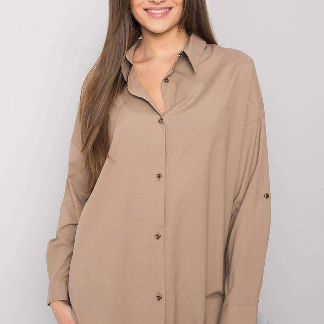 Casual Cut Button Down Shirt with Versatile Style by Ex Moda