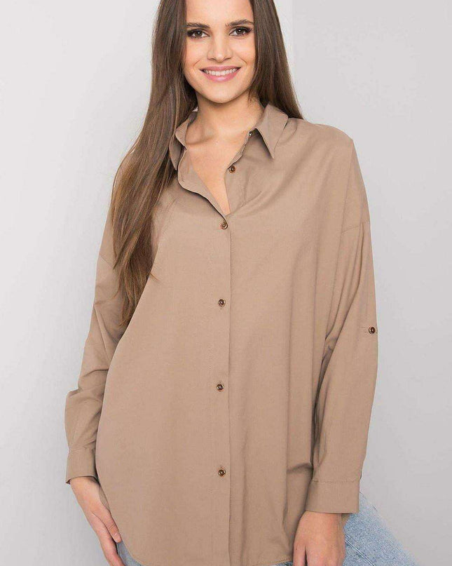 Casual Cut Button Down Shirt with Versatile Style by Ex Moda