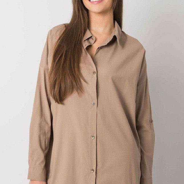 Casual Cut Button Down Shirt with Versatile Style by Ex Moda