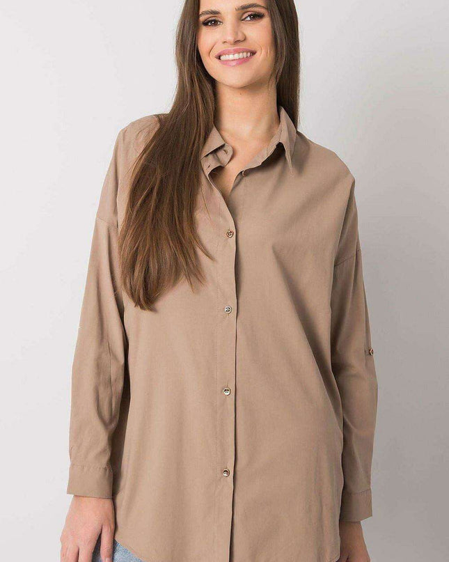 Casual Cut Button Down Shirt with Versatile Style by Ex Moda