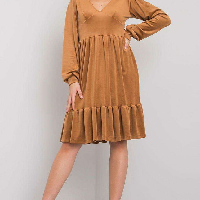 Chic Velour Frill Hem Dress