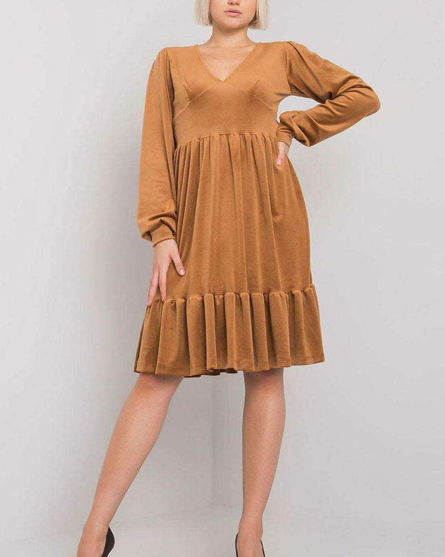 Chic Velour Frill Hem Dress