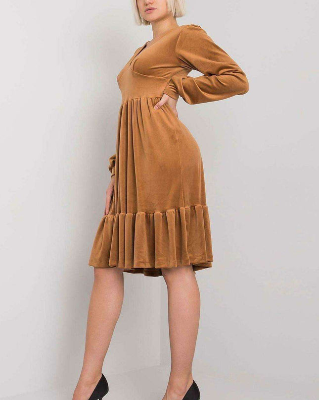 Chic Velour Frill Hem Dress