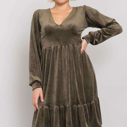 Chic Velour Frill Hem Dress
