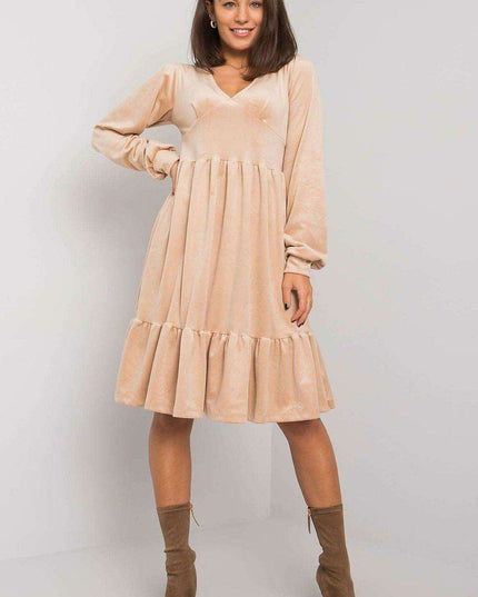 Chic Velour Frill Hem Dress