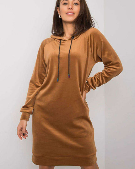 Stylish Velour Hooded Mini Dress for Casual Elegance