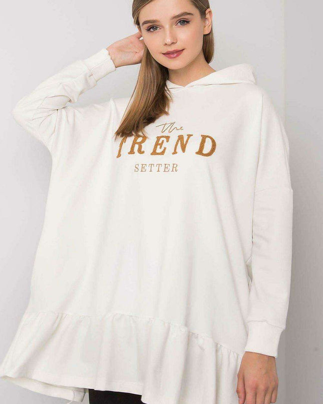 Ruffled Hooded Tunic Sweater with Pockets