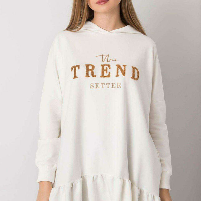 Ruffled Hooded Tunic Sweater with Pockets