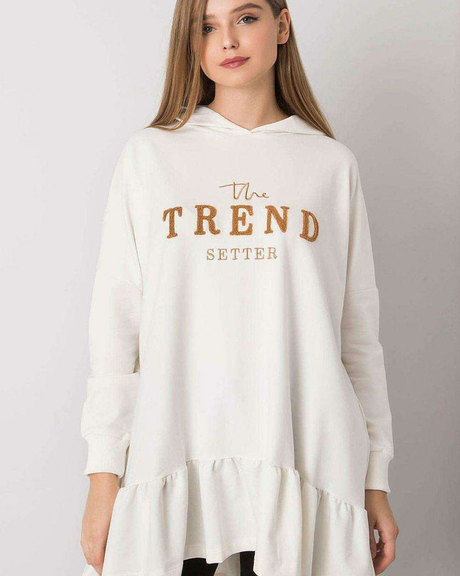 Ruffled Hooded Tunic Sweater with Pockets