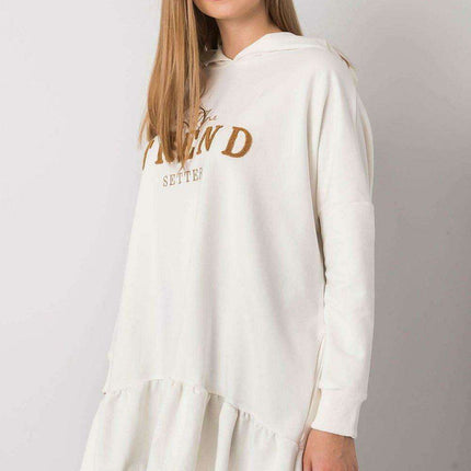 Ruffled Hooded Tunic Sweater with Pockets