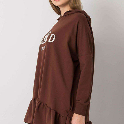 Ruffled Hooded Tunic Sweater with Pockets