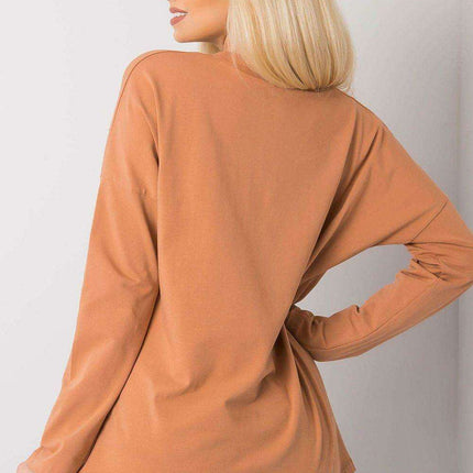 Elegant Long-Sleeved Cotton Top with Stretchy Fabric