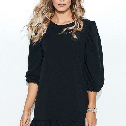 Airy Knit Day Dress with Elegant Applique Detail