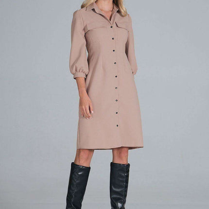Chic Midi Shirt Dress with Convenient Pockets