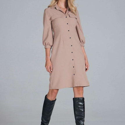 Chic Midi Shirt Dress with Convenient Pockets