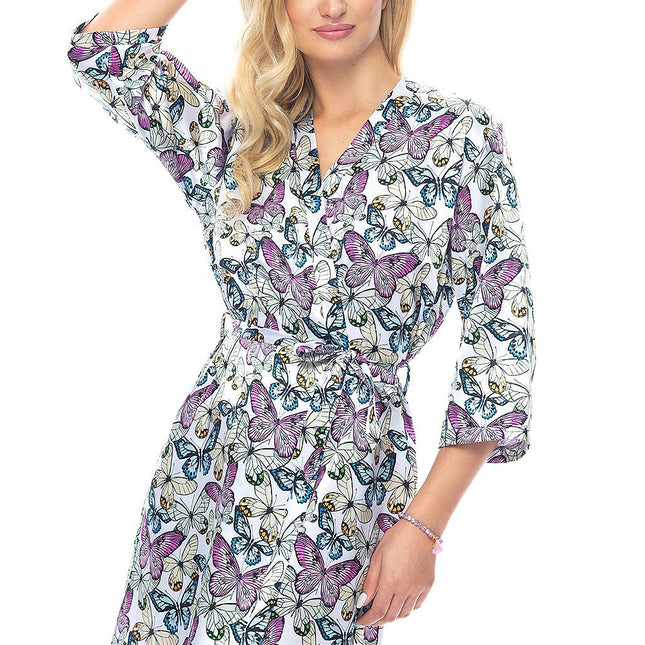 Irall Printed Butterfly Satin Bathrobe Spring Edition Dilara Line - Très Elite
