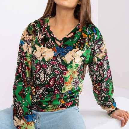 Elegant V Neck Blouse With Unique Patterns By Italy Moda