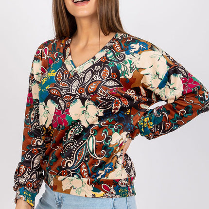 Elegant V Neck Blouse With Unique Patterns By Italy Moda - Très Elite