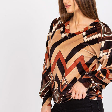 Elegant V Neck Blouse With Unique Patterns By Italy Moda - Très Elite
