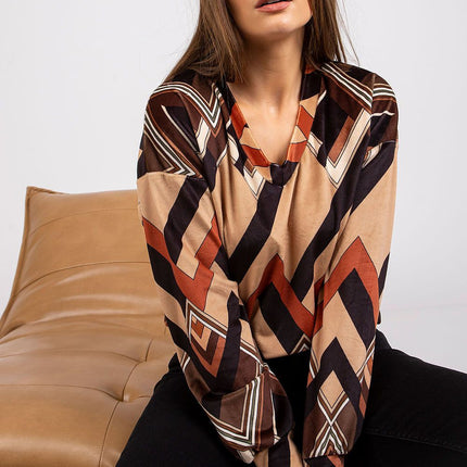 Elegant V Neck Blouse With Unique Patterns By Italy Moda - Très Elite