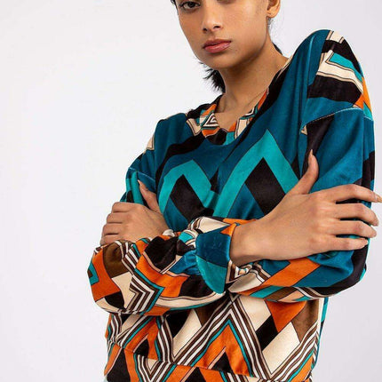 Elegant V Neck Blouse With Unique Patterns By Italy Moda