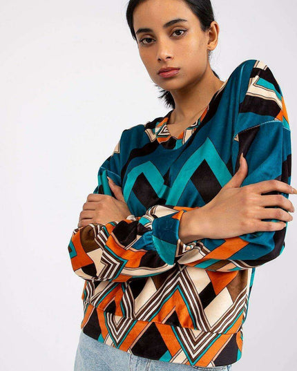 Elegant V Neck Blouse With Unique Patterns By Italy Moda