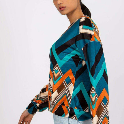 Elegant V Neck Blouse With Unique Patterns By Italy Moda