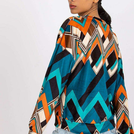 Elegant V Neck Blouse With Unique Patterns By Italy Moda