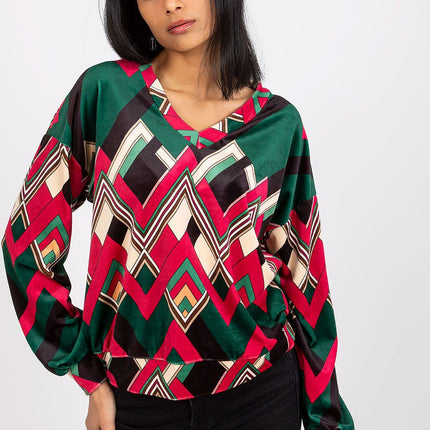 Elegant V Neck Blouse With Unique Patterns By Italy Moda - Très Elite