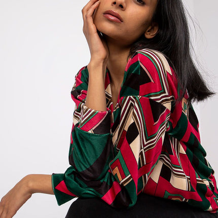 Elegant V Neck Blouse With Unique Patterns By Italy Moda - Très Elite