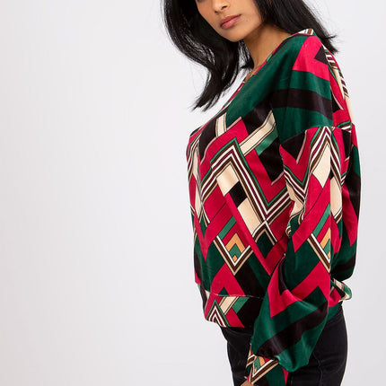 Elegant V Neck Blouse With Unique Patterns By Italy Moda - Très Elite