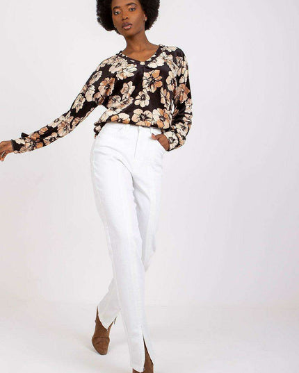 Elegant V Neck Blouse With Unique Patterns By Italy Moda