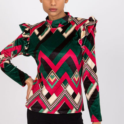 Elegant Velvet Floral Top for Any Occasion European Crafted - Très Elite