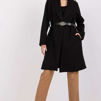 Elegant Belted Long Sleeve Overcoat Italy Moda Coat