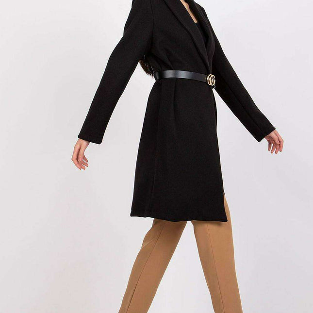 Elegant Belted Long Sleeve Overcoat Italy Moda Coat